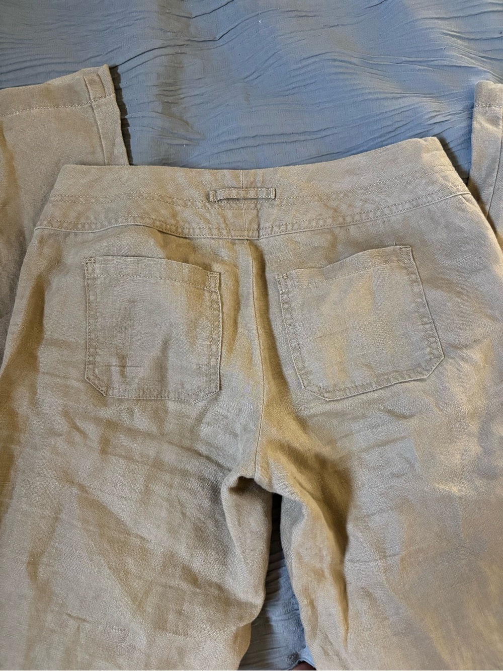 CAbi Wide Leg Linen Pants in Khaki/Tan - Picture 2 of 6